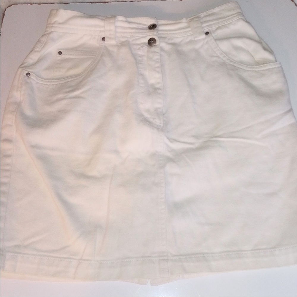 Together White Denim Buttoned Mini Skirt